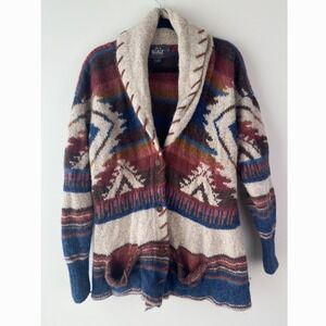 Woolrich Vintage Womens Wool Cardigan L‎ Southwestern Aztec Western Sweater